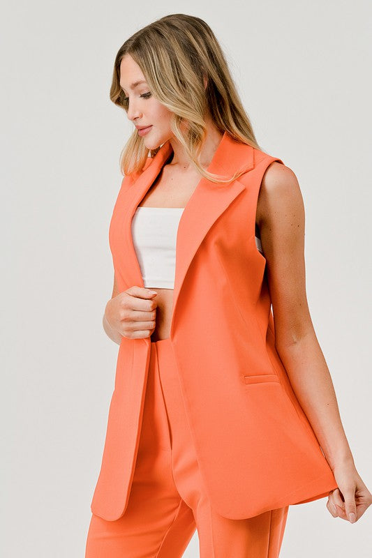 Solid Sleeveless Blazer BY MICHAEL