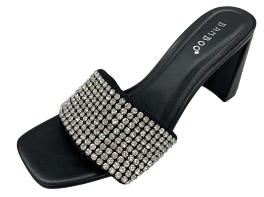 WOMENS RHINESTONE BAND BLOCK HEEL EVERLASTING-12