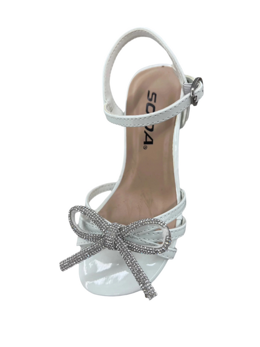 GIRLS SANDAL WITH RHINESTONE BOW KITTEN HEEL HAT-IIS